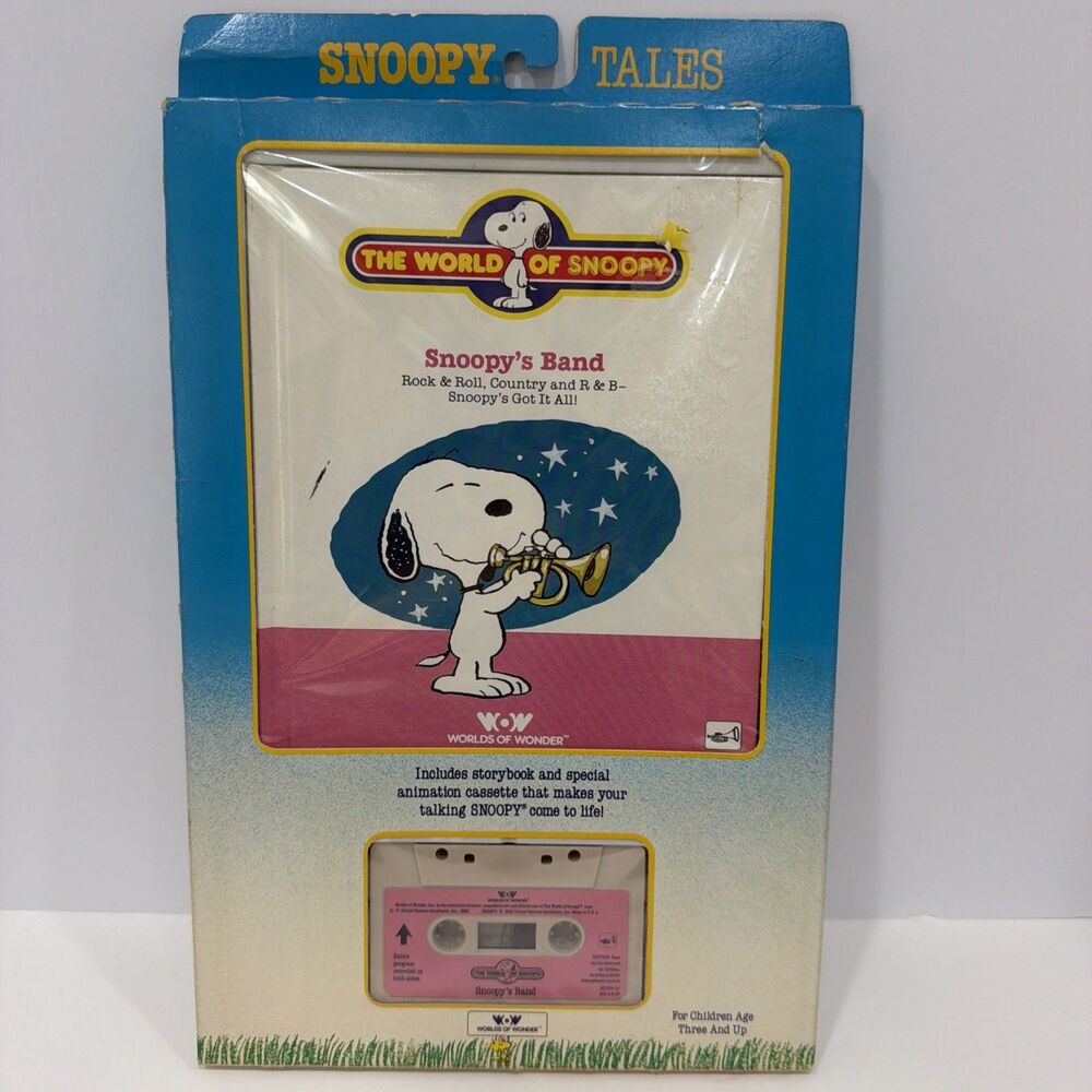 Worlds Of Wonder Snoopy Tales Snoopy’s Band Book & Cassette Factory Sealed